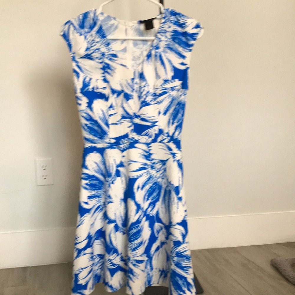 Blue and white skater dress, very slight discoloration under arms.